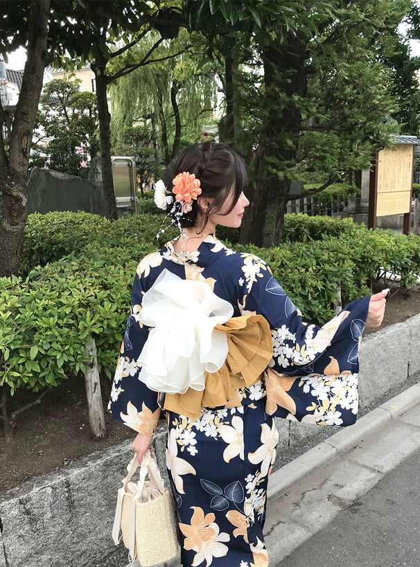 日本代購｜GRL 浴衣 - 花柄浴衣セット【ネイビー】｜GRL