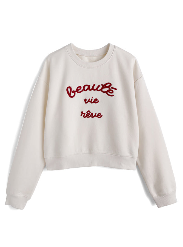 日本代購｜GRL チェーンステッチロゴスウェットトップス[ze976]【アイボリー / F】｜GRL