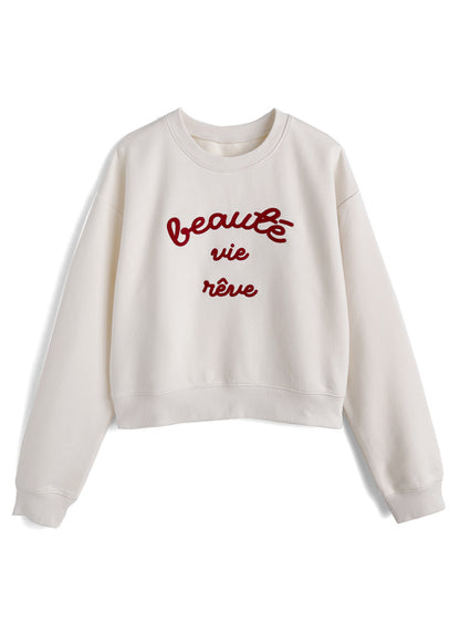 日本代購｜GRL チェーンステッチロゴスウェットトップス[ze976]【アイボリー / F】｜GRL