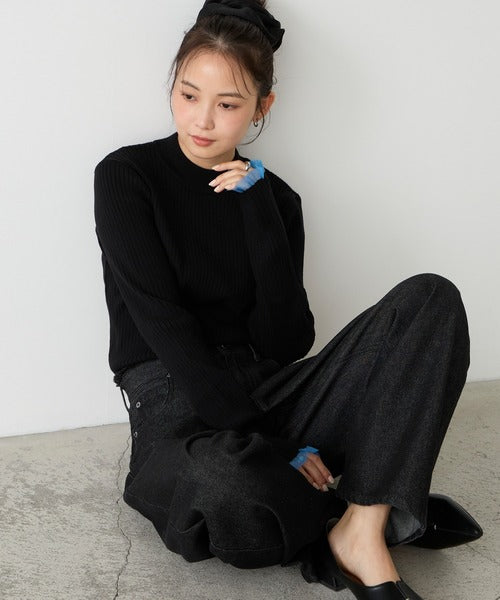 日本代購｜forksy. forksy.（フォルクシー） タートルネック ニット セーター 「forksy.」「エブリデイシリーズ」シアーフリルカフスリブニットプルオーバー レディース【アイボリー / FREE】｜ZOZOTOWN
