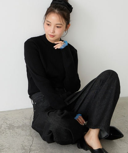 日本代購｜forksy. forksy.（フォルクシー） タートルネック ニット セーター 「forksy.」「エブリデイシリーズ」シアーフリルカフスリブニットプルオーバー レディース【アイボリー / FREE】｜ZOZOTOWN