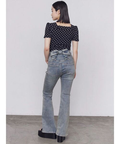 日本代購｜EMODA EMODA（エモダ） ジーンズ デニム デニムパンツ バックリボンフレアハイウエストパギンス レディース｜ZOZOTOWN