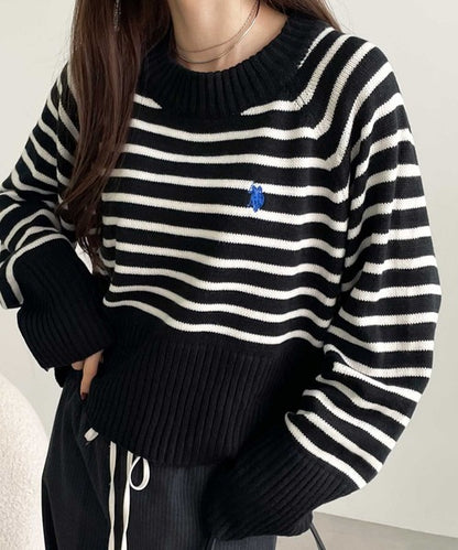 日本代購｜U.S. POLO ASSN. U.S. POLO ASSN.（ユーエスポロアッスン） ニット セーター 「新色追加」GeeRA別注「U.S. POLO ASSN.」カラー＆ボーダーショート丈ニット レディース【ホワイト系その他 / L】｜ZOZOTOWN