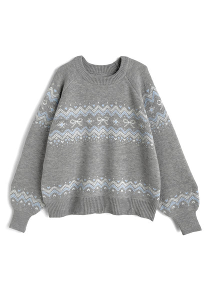 日本代購｜GRL ノルディック柄リボンニットトップス[gn606]【レッド / F】｜GRL