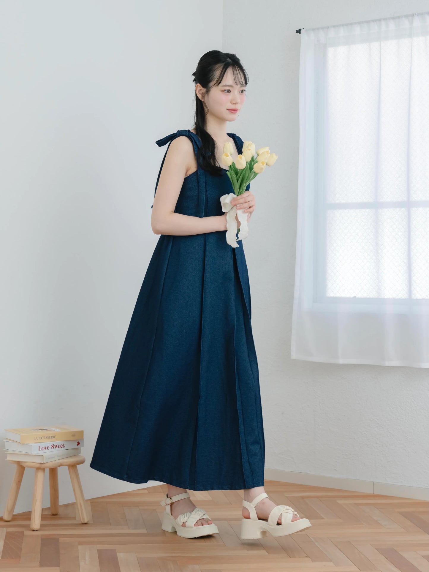 日本代購｜mero boutique 2018 連身裙 - デニム連身裙【深藍色】｜mero boutique 2018