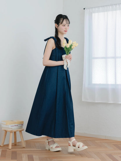 日本代購｜mero boutique 2018 連身裙 - デニム連身裙【深藍色】｜mero boutique 2018