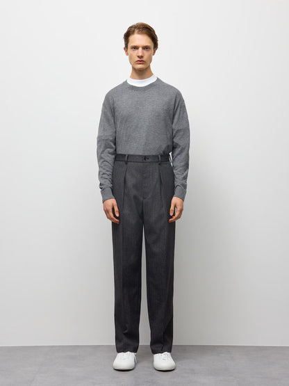 日本代購｜GU タックテーパードパンツ(ツイーディー)(丈長め)【DARK GRAY / M】｜GU
