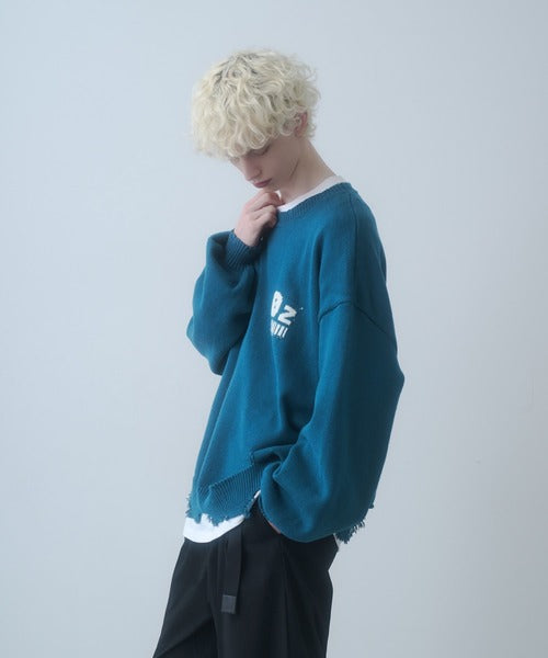 日本代購｜DOOPZ 毛衣 - Logo Damage Knit 男性毛衣｜ZOZOTOWN
