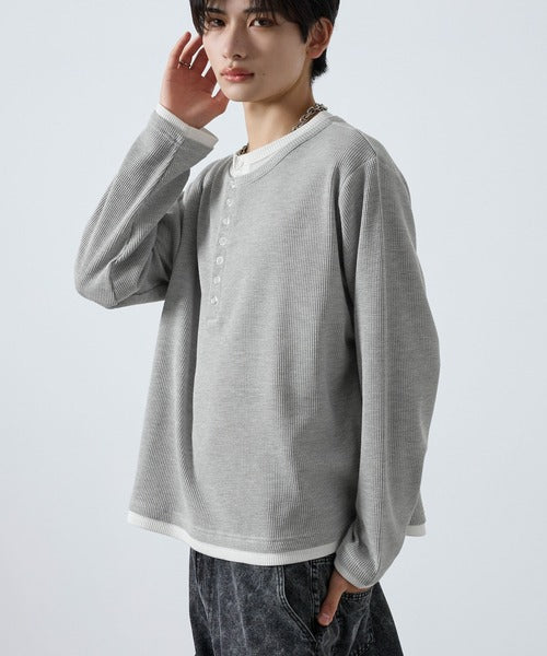 日本代購｜SERACE 長袖T恤 - Layered styleヘンリーネック長袖T恤｜ZOZOTOWN