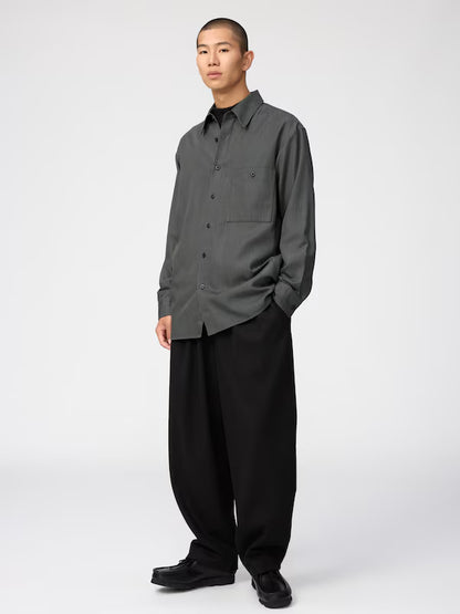 日本代購｜UNIQLO 襯衫 - ドレープ襯衫【39 深棕色 / XL】｜UNIQLO