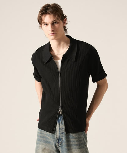 日本代購｜CLEL T恤 - Giza Cotton Zip Rib T-Shirt｜ZOZOTOWN