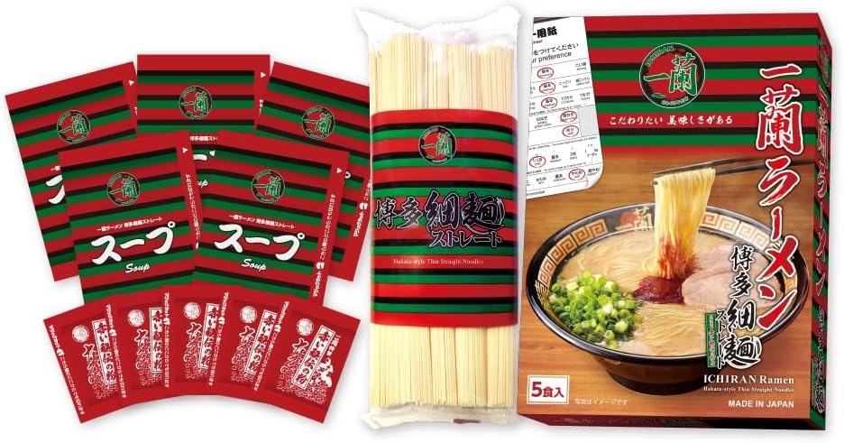 一蘭拉麵 博多細麵直條麵 5食入 645g 日本人氣豚骨拉麵伴手禮