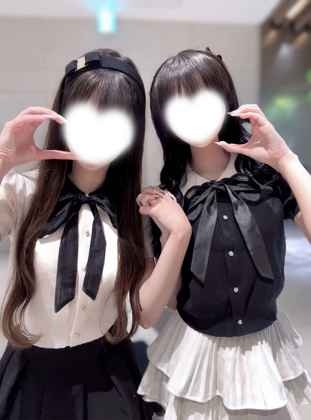 日本代購｜GRL 外套 - 黑色蕾絲蝴蝶結裝飾釦子針織外套｜GRL
