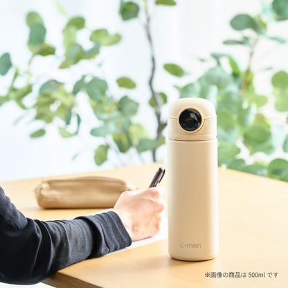 c-mon 指紋感應真空保溫瓶 500mL 香草白 指紋解鎖水壺 智慧保溫瓶