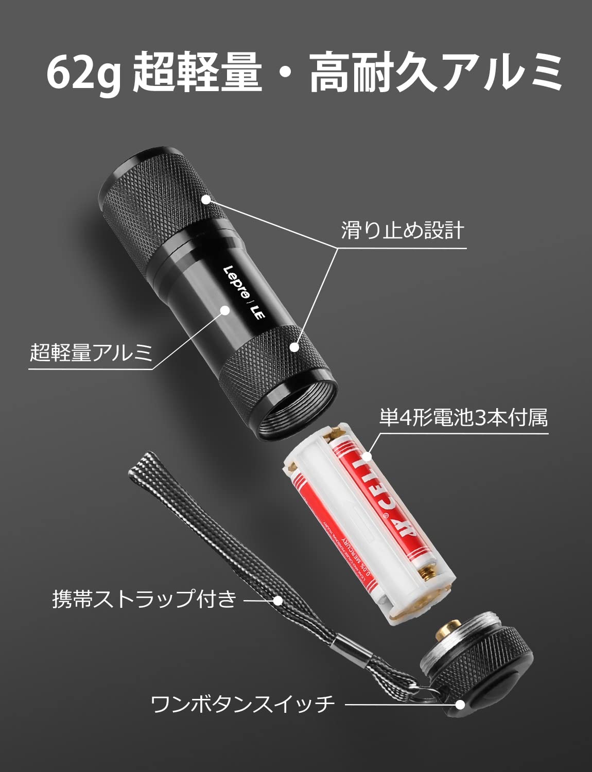 Blacklight UV 紫外線燈 | 懷中電筒 | 附單四電池 | 適用於寵物尿漬偵測、偽鈔驗證 | 便攜設計