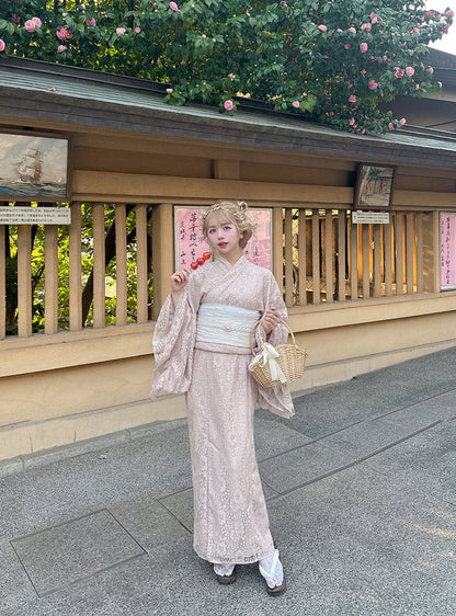 日本代購｜GRL 浴衣 - 3點套裝2Way蕾絲荷葉邊浴衣｜GRL