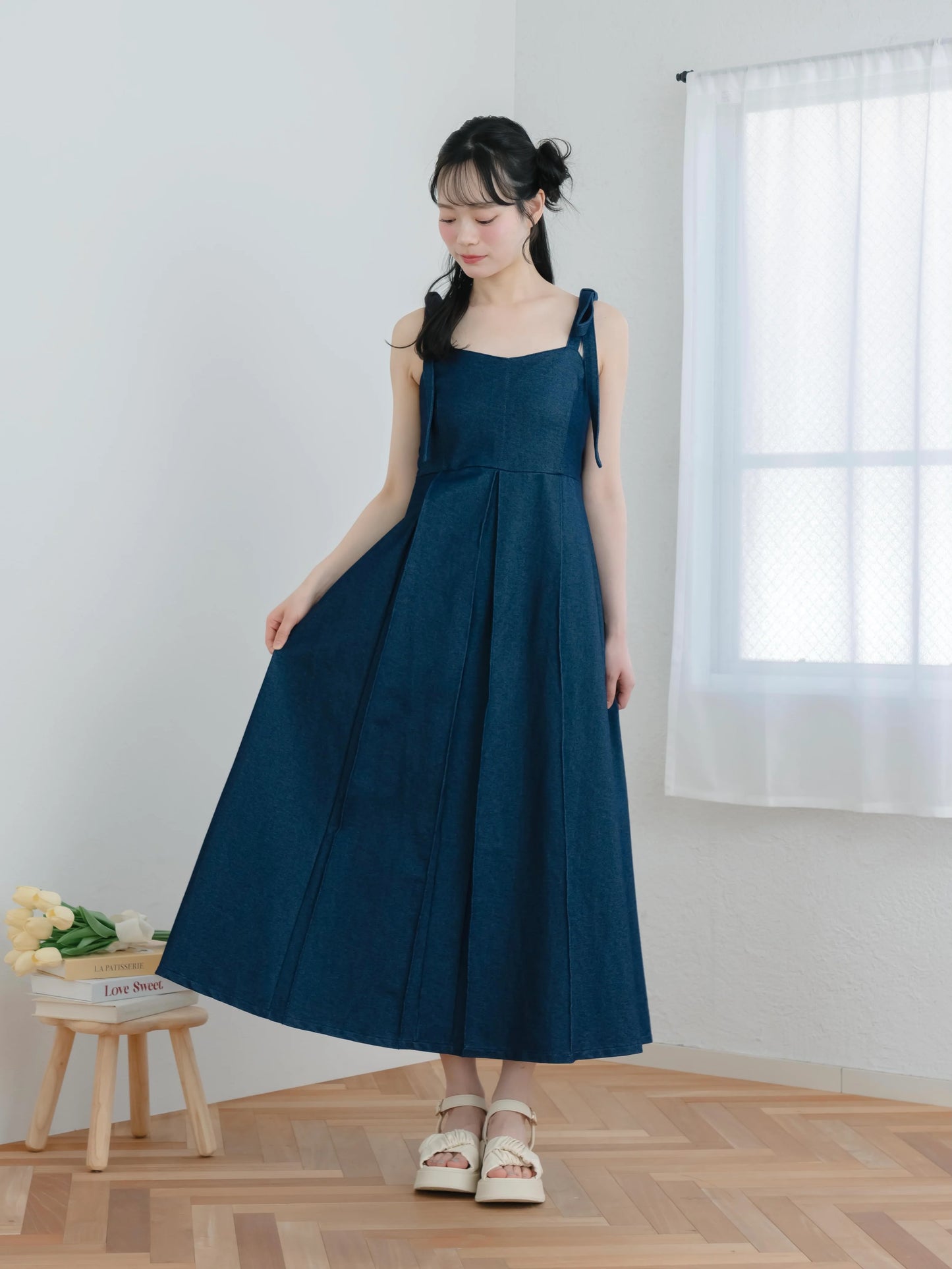 日本代購｜mero boutique 2018 連身裙 - デニムキャミ連身裙【深藍色】｜mero boutique 2018