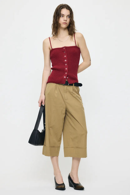 日本代購｜MOUSSY 背心 - FRONT BUTTON KNIT 背心【紅色 / 自由尺寸】｜MOUSSYキャミソール