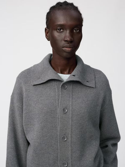 日本代購｜UNIQLO 外套 - 自然色卡其外套（ラムスタンドカラーカーディガン）｜UNIQLO