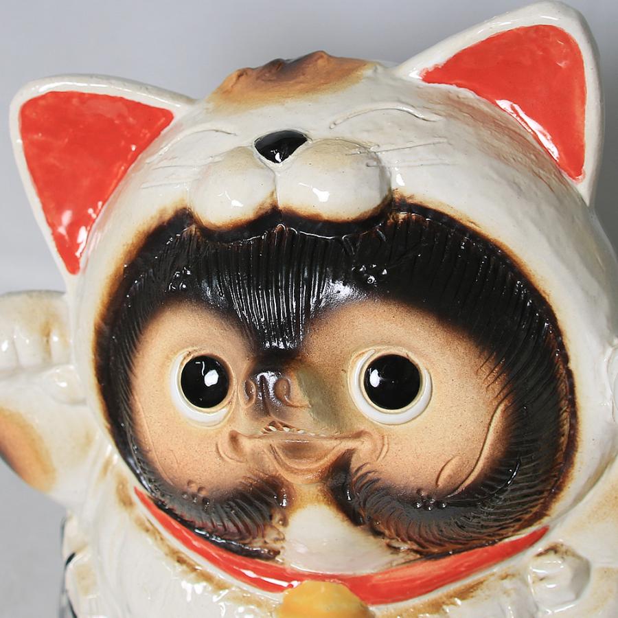 日本代購｜信楽焼 招き猫タヌキ 招きネコを被った狸 置物 可愛い 両手挙げ 陶器 プレゼント タヌキ おしゃれ  9号招き猫タヌキ ta-0431｜Shopping.yahoo