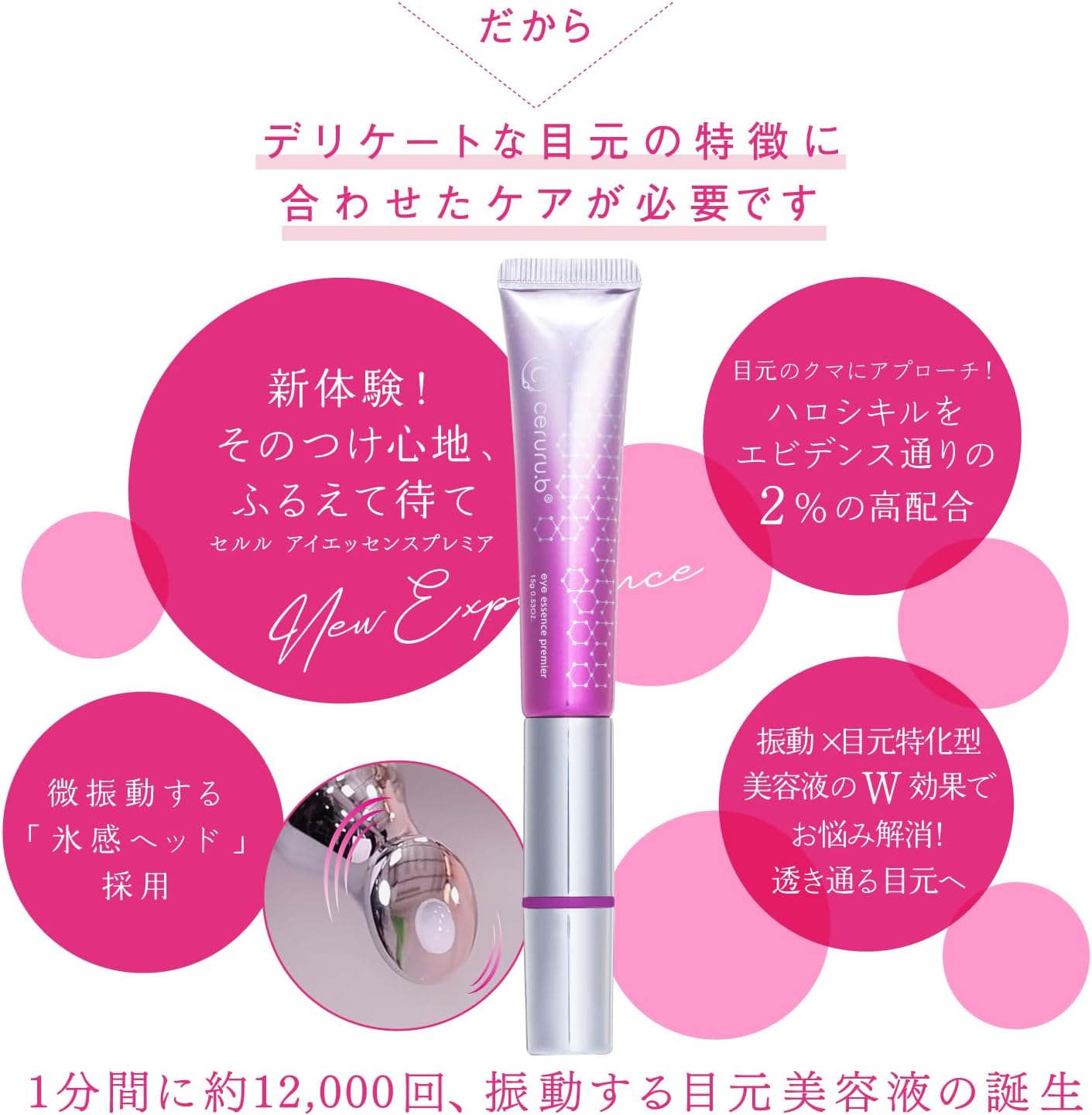 ceruru.b Cellulu 眼部美容液 15g 微振動眼周精華 眼霜按摩頭 保濕眼周保養