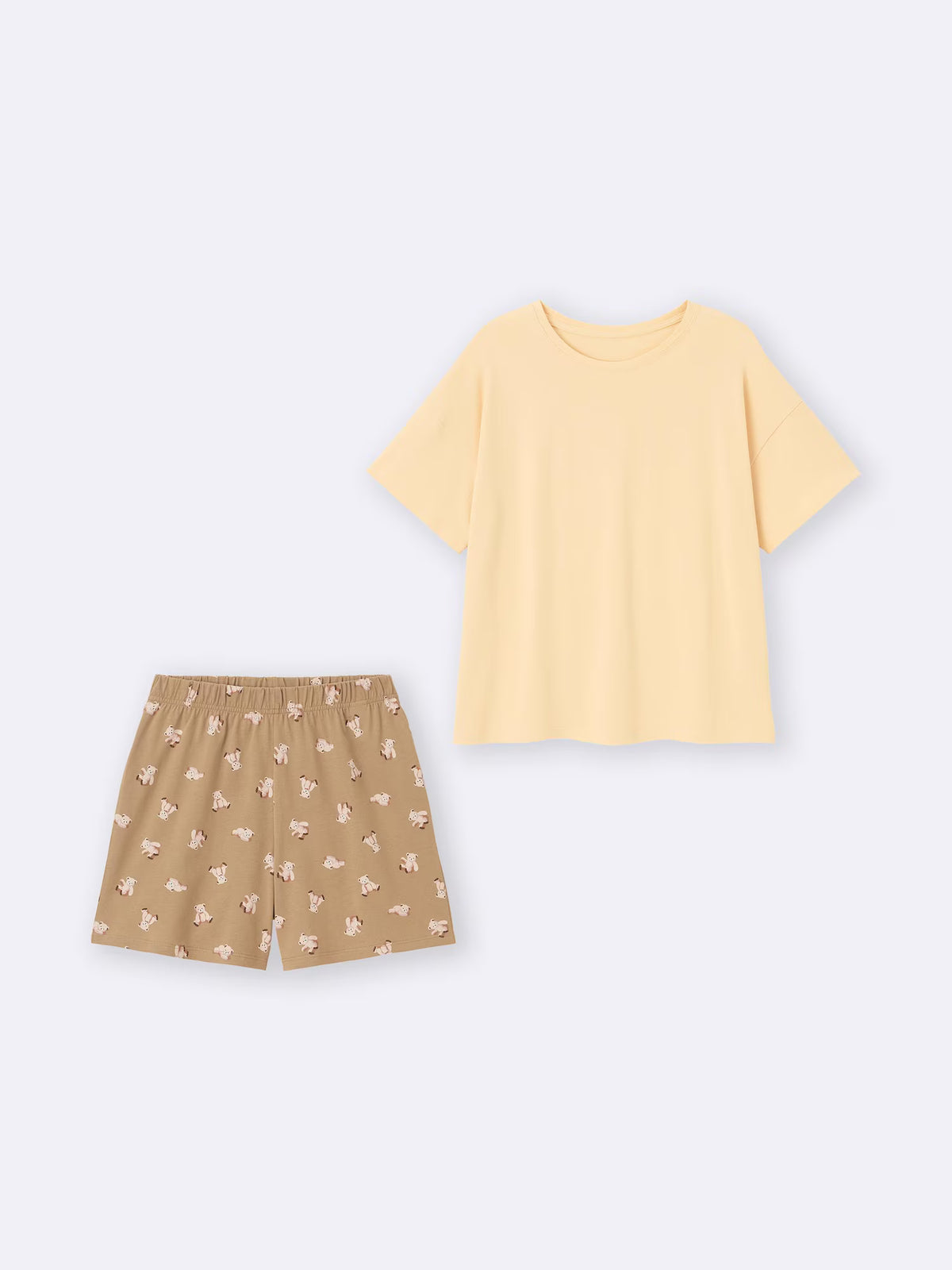 日本代購｜GU 休閒服 - コットンカラー休閒套裝(半袖)(熊)｜GU