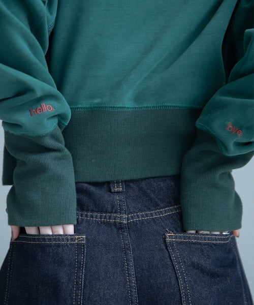 日本代購｜VACANCY 短版運動衫 - Hello bye刺繡配色短版運動衫｜ZOZOTOWN