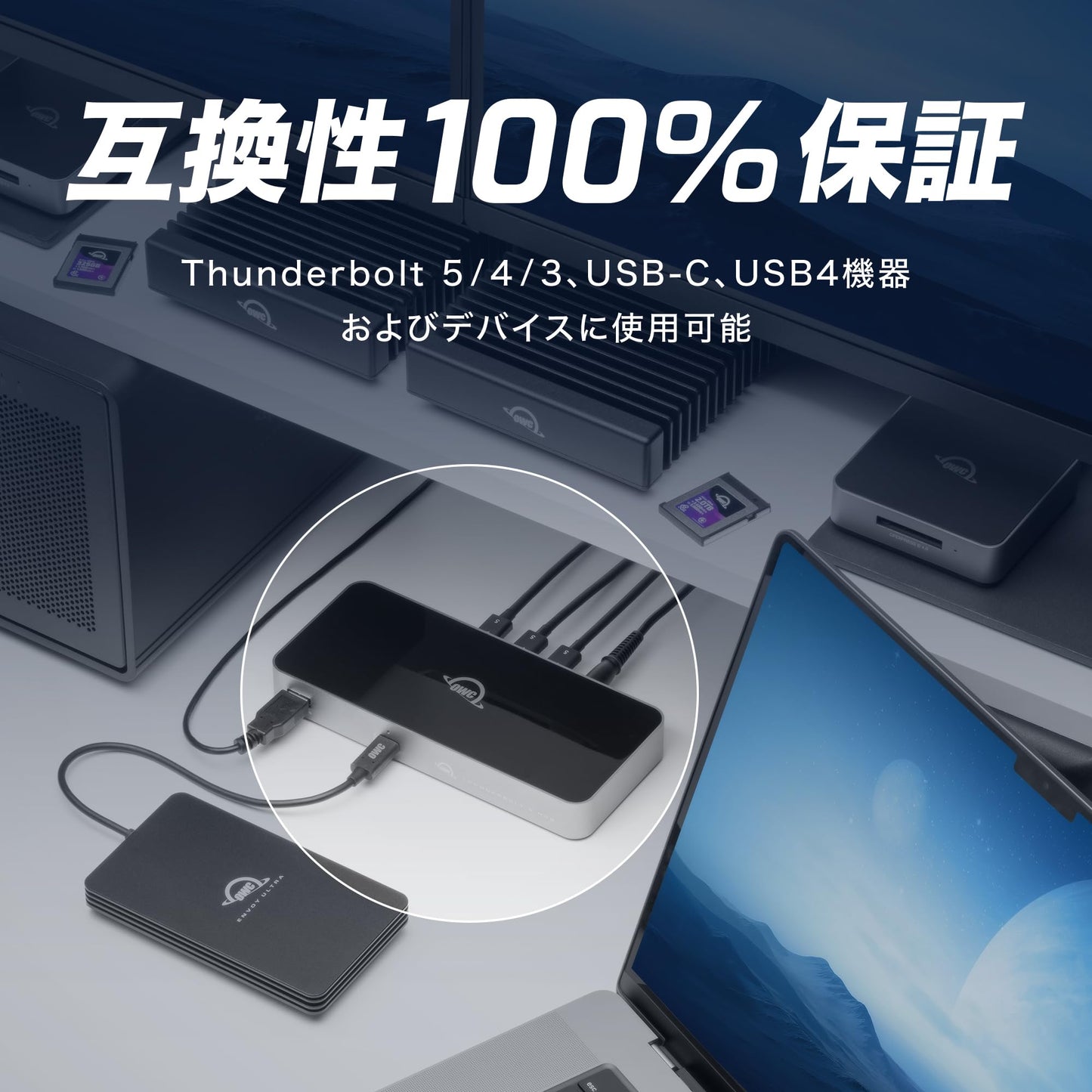 OWC Thunderbolt 5 集線器 80Gbps 雙向數據速度 4K-8K 顯示連接 最大140W 供電