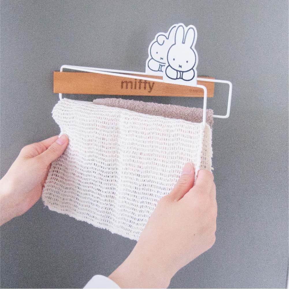 Miffy 磁鐵抹布吊架 可輕鬆拆卸 緊湊收納 可夾住日曆與菜單 寬25×深2×高12cm