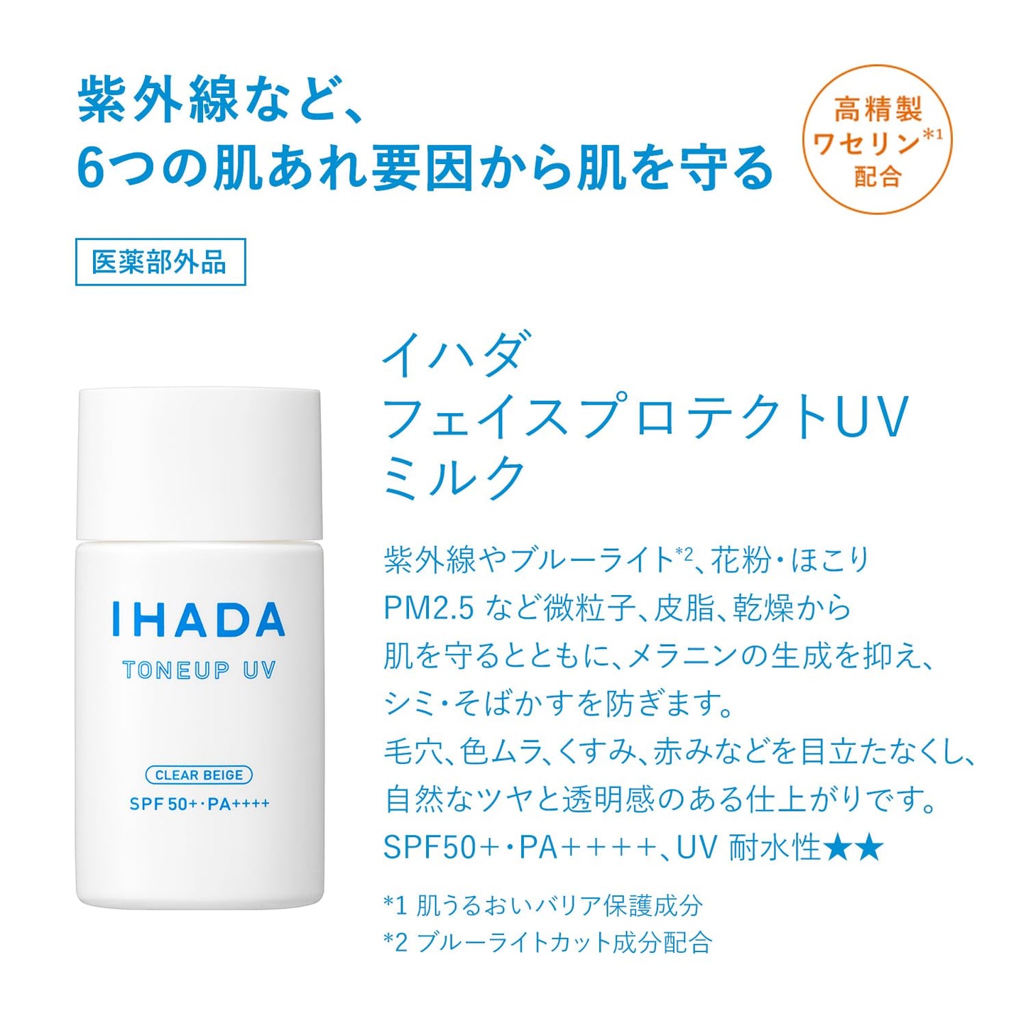 IHADA隔離打底防曬乳(膚色) 30mL - 敏感肌專用高效防曬霜，SPF50+ PA++++，持久保護，無香