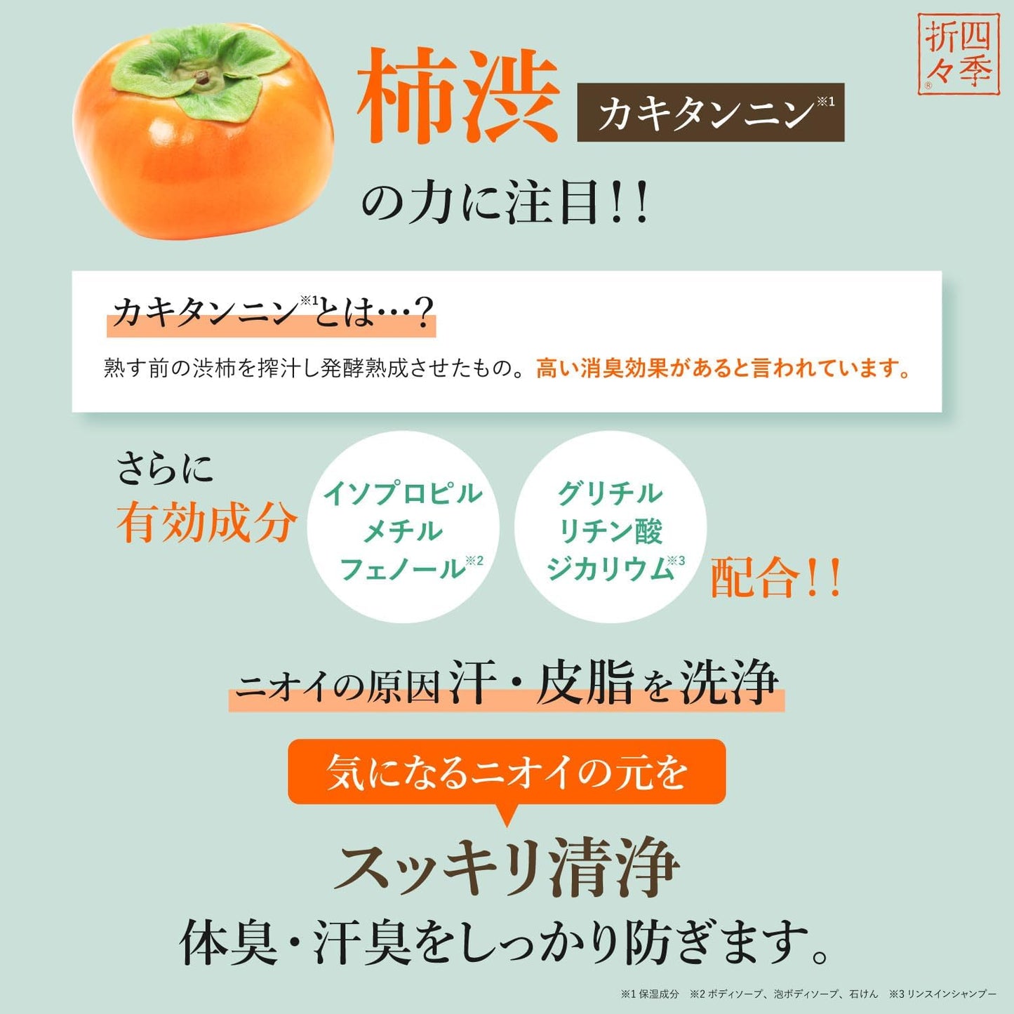 熊野油脂 四季折々 藥用柿澀沐浴乳 600mL 柿單寧除臭沐浴露 體臭汗臭清潔