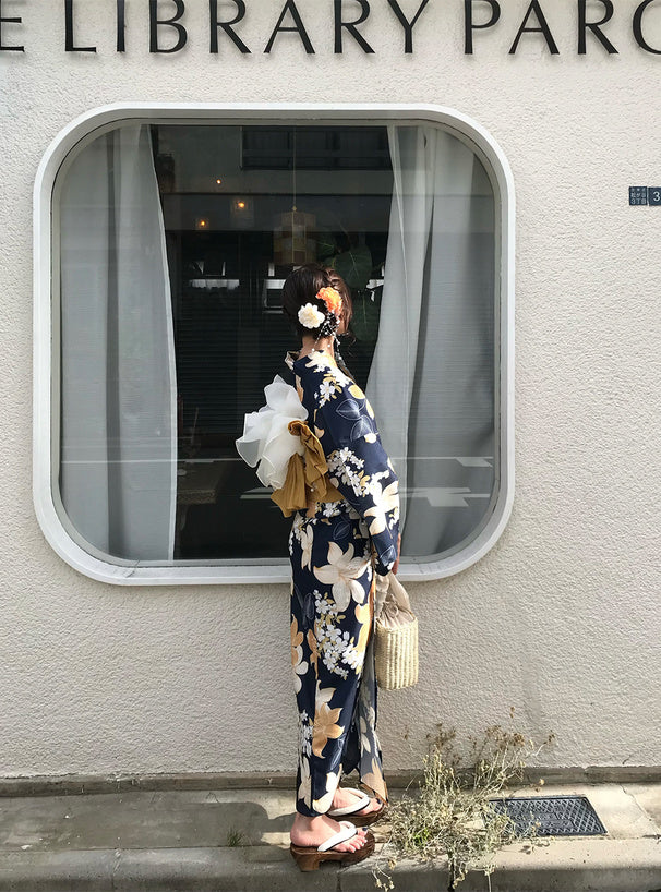 日本代購｜GRL 浴衣 - 花柄浴衣セット【ネイビー】｜GRL