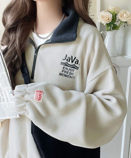 日本代購｜JaVa 《JaVaジャバコラボ》ふんわり暖かくて軽快♪レトロスポーティなアノラックフリースハーフジッププルオーバー jv1260483【ネイビー / M】｜JaVa