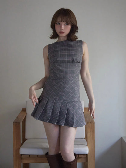 日本代購｜ANDMARY Donna check mini dress【black / F】｜ANDMARY