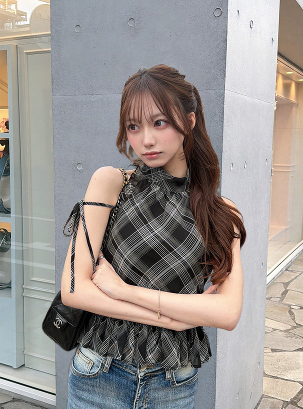 日本代購｜GRL 襯衫 - 2Way格紋無袖襯衫｜GRL