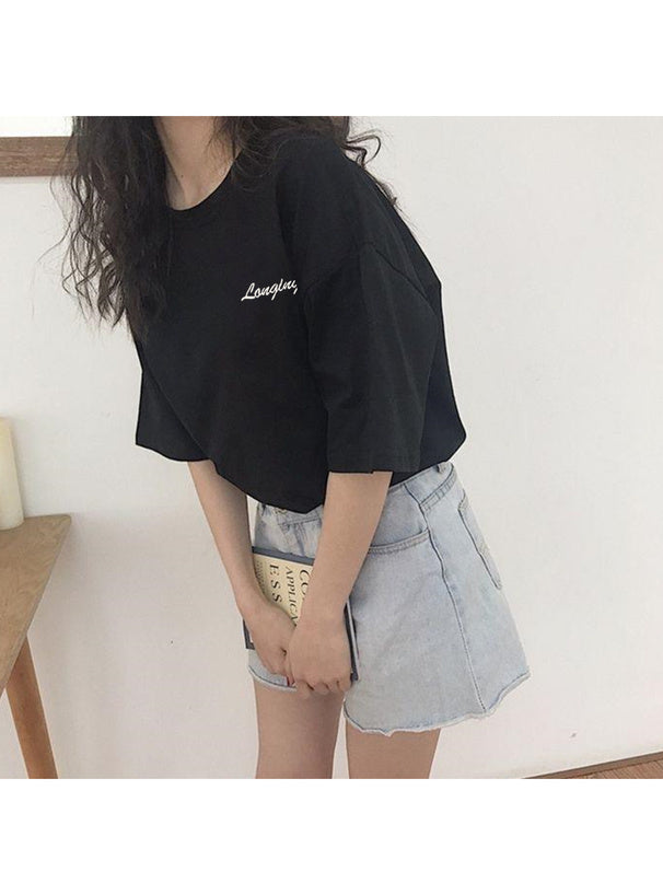 日本代購｜GRL T恤 - ロゴ刺繍大版T恤【薰衣草色】｜GRL