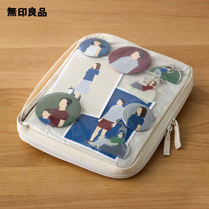 日本代購｜mujirushi-ryohin 【楽天市場】【Ａ５ワイド】ポケットが選べるコレクションケース ・約幅２８０&times;高さ２２０&times;マチ３５ｍｍ　推し活　アクリルスタンド・アクスタ・キーホルダー・アクキー・缶バッジ・トレカ・チェキ収納　コレクション【無印良品 公式】：無印良品【アイボリー】｜樂天