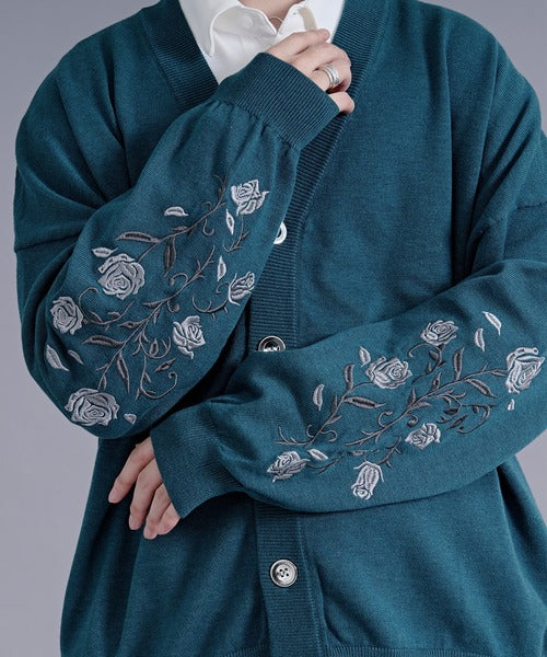 日本代購｜Ellno Loset 外套 - 黑色玫瑰刺繡金屬扣外套｜ZOZOTOWN