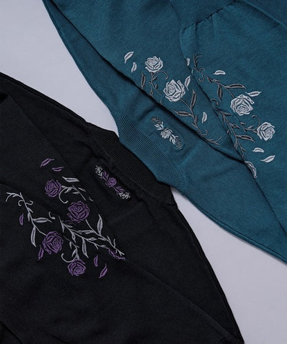 日本代購｜Ellno Loset 外套 - 黑色玫瑰刺繡金屬扣外套｜ZOZOTOWN