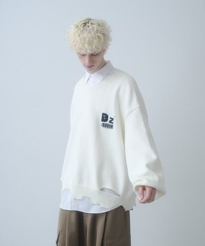 日本代購｜DOOPZ 毛衣 - Logo Damage Knit 男性毛衣｜ZOZOTOWN