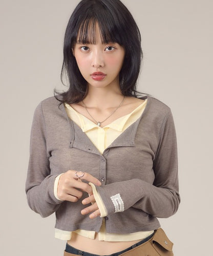 日本代購｜apres jour mignon apres jour mignon（アプレジュールミニョン） カーディガン レイヤードシアーカーデ レディース【ブルー / フリー】｜ZOZOTOWN
