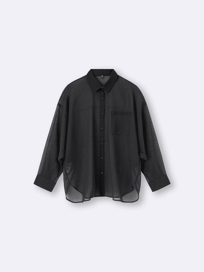 日本代購｜GU 襯衫 - OLIVE色シアードルマンスリーブ襯衫｜GU