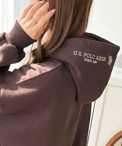 日本代購｜U.S. POLO ASSN. U.S. POLO ASSN.（ユーエスポロアッスン） パーカー 裏起毛 GeeRA別注「U.S. POLO ASSN.」選べる２丈（レギュラー・ショート）！フード刺繍裏起毛スウェットパーカー レディース【ホワイト系その他 / L】｜ZOZOTOWN