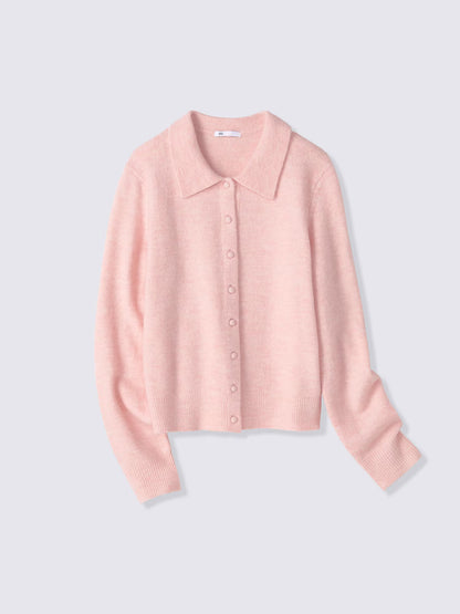 日本代購｜GU パフィータッチニットポロカーディガン【PINK / M】｜GU
