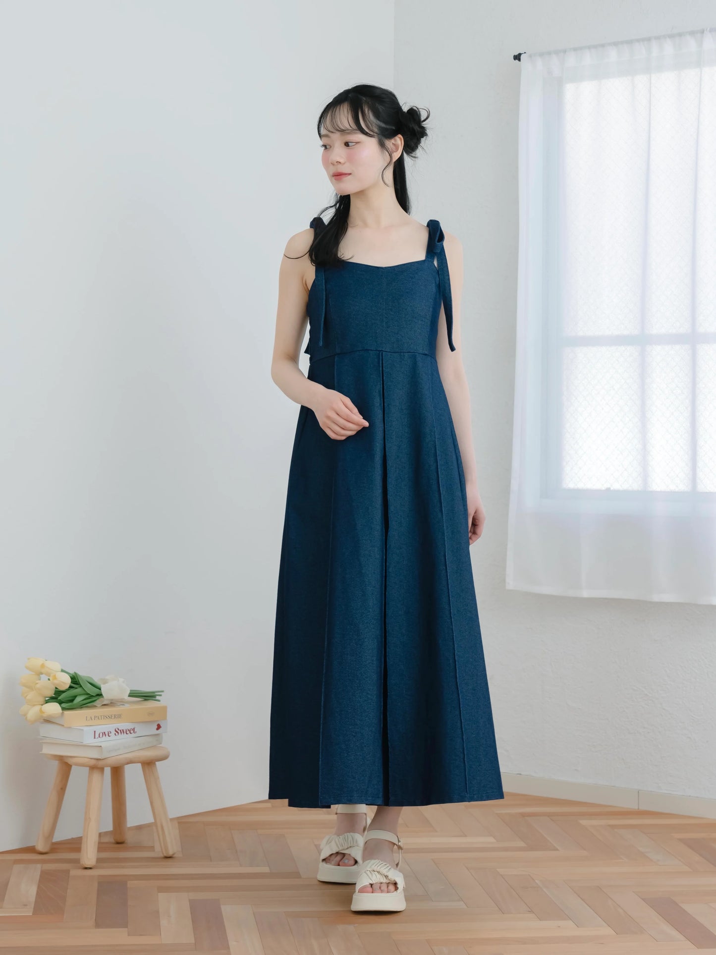 日本代購｜mero boutique 2018 連身裙 - デニムキャミ連身裙【深藍色】｜mero boutique 2018