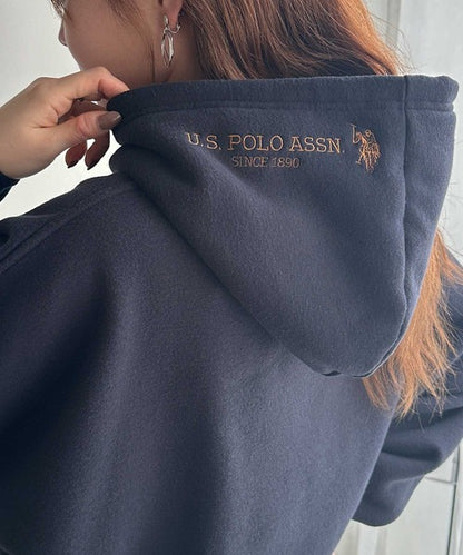 日本代購｜U.S. POLO ASSN. U.S. POLO ASSN.（ユーエスポロアッスン） パーカー 裏起毛 GeeRA別注「U.S. POLO ASSN.」選べる２丈（レギュラー・ショート）！フード刺繍裏起毛スウェットパーカー レディース【グレー系その他 / L】｜ZOZOTOWN