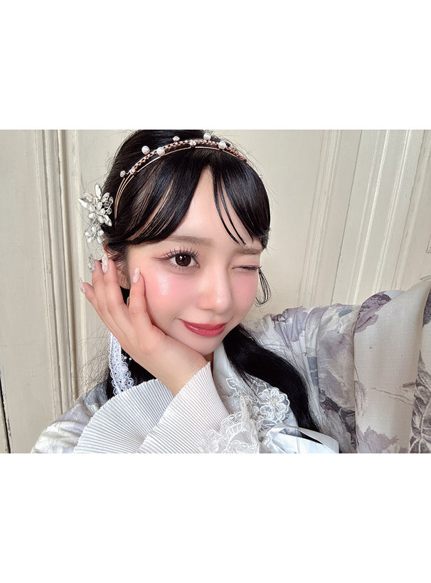 日本代購｜GRL 髮飾 - おひなさま花朵造型珍珠髮夾2件組｜GRL