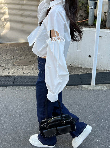 日本代購｜GRL 短袖襯衫 - 肩開衩蝴蝶結短袖襯衫｜GRL