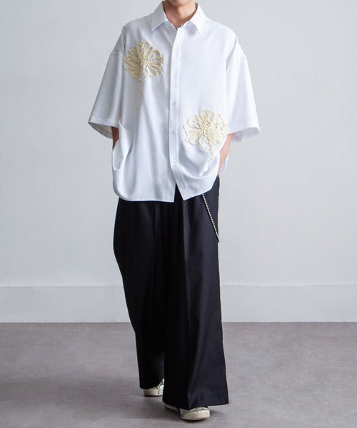 日本代購｜Nilway 襯衫 - 半袖大花刺繡襯衫｜ZOZOTOWN