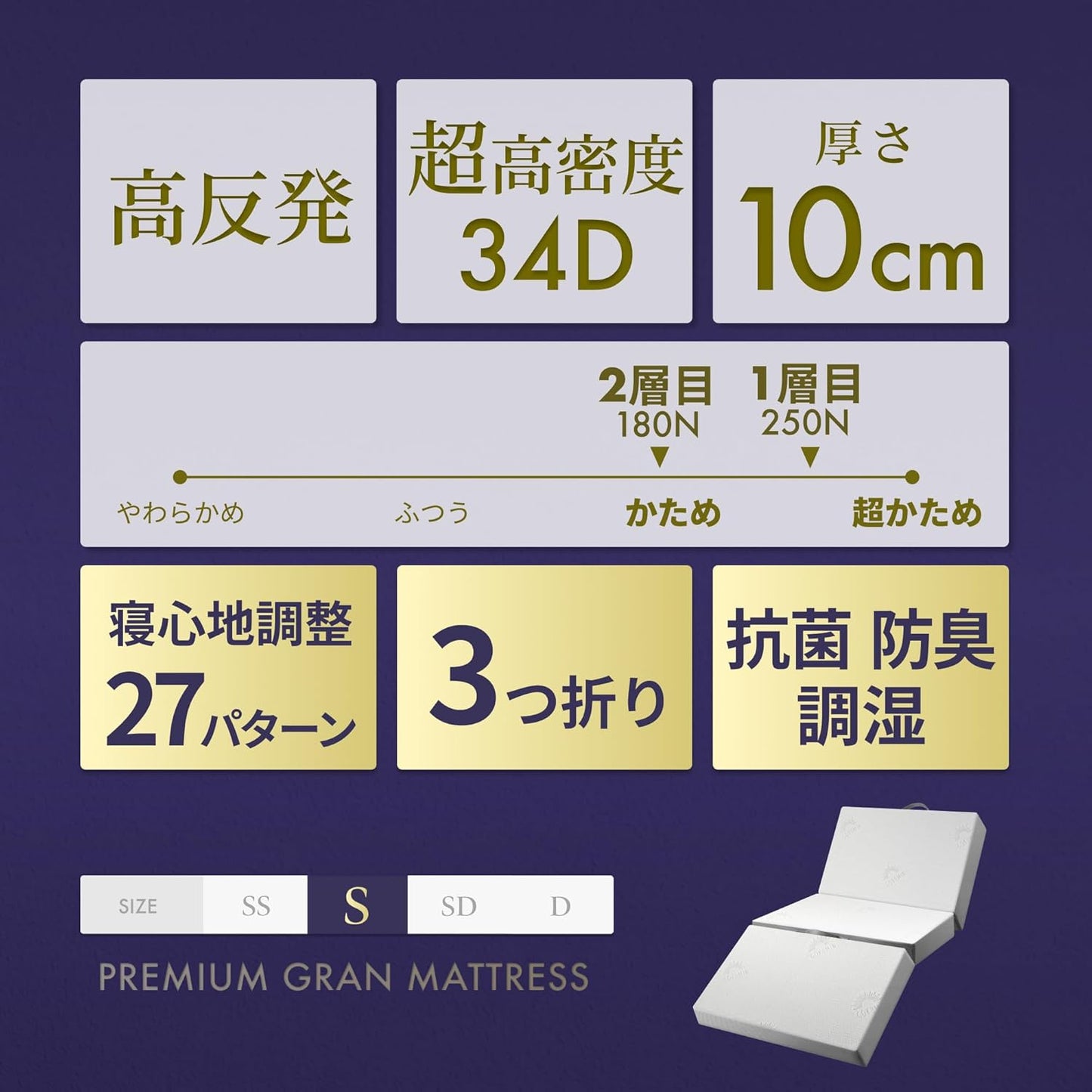 日本代購｜GOKUMIN 床墊 - 高反發三層床墊 10cm｜Amazon JP